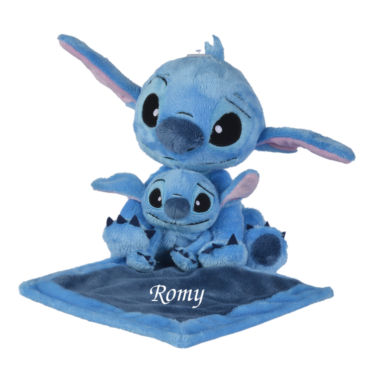  stitch peluche avec bébé plat bleu 25 cm 